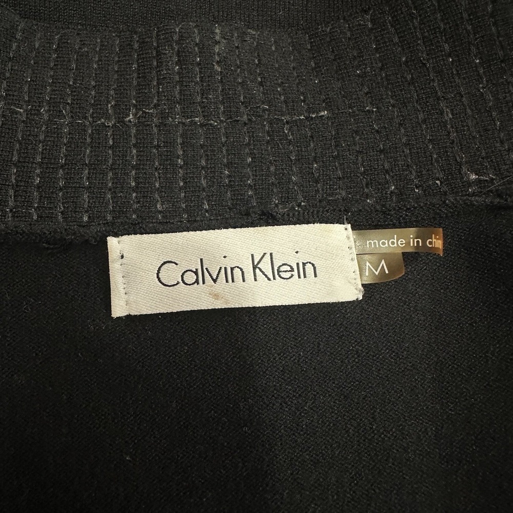 Calvin Klein Cropped Sequin Cardigan‎ 3/4 Sleeve Black Sweater Open Womens M - Picture 7 of 10